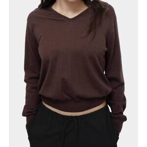 NEW MIJEONG PARK cotton blend v-neck knit top in brown